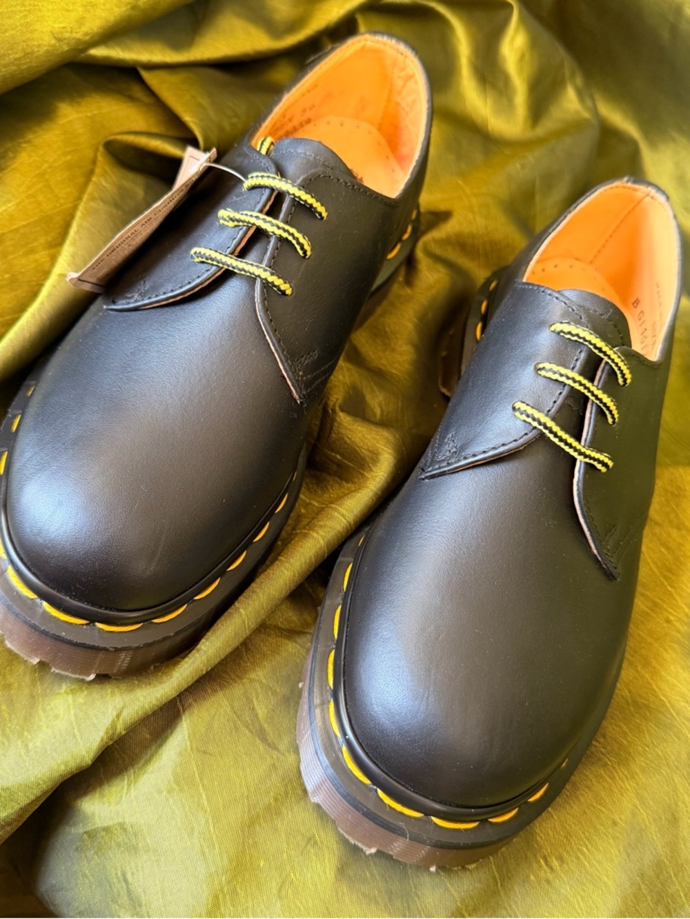 Dr. Martens Black Leather Vintage Oxfords with Yellow Accent - Picture 4 of 9
